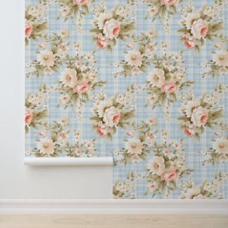 Shabby chic floral pattern wallpaper