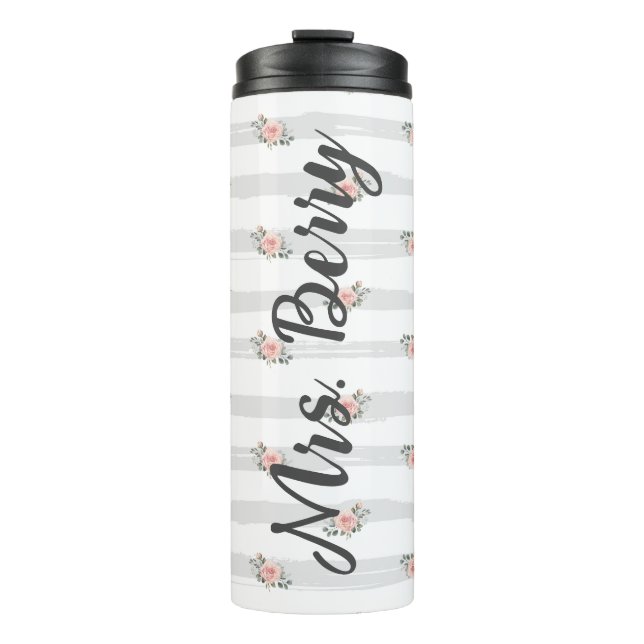 Shabby Chic Floral Personalized Teacher Thermal Tumbler (Front)