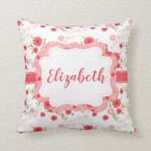 Shabby Chic Floral Pink White Flower Personalized