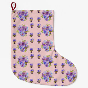 Shabby Chic Floral Polka Dot Christmas Stocking