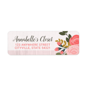 Shabby Chic Floral Rose Blush Pink Adresse de reto