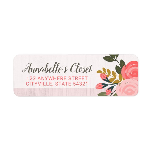 Shabby Chic Floral Rose Blush Pink Adresse de reto (Devant)