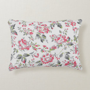 Shabby Chic Floral Roses Pattern Accent Pillow
