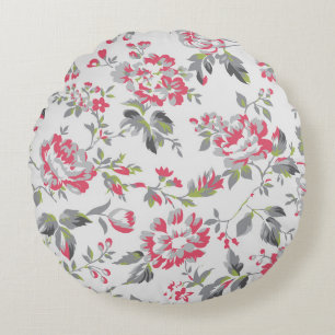Shabby Chic Floral Roses Pattern Round Pillow