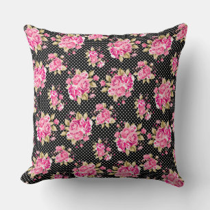 Shabby Chic Floral Roses Throw Pillow