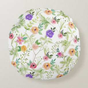 Shabby Chic Floral Round Pillow