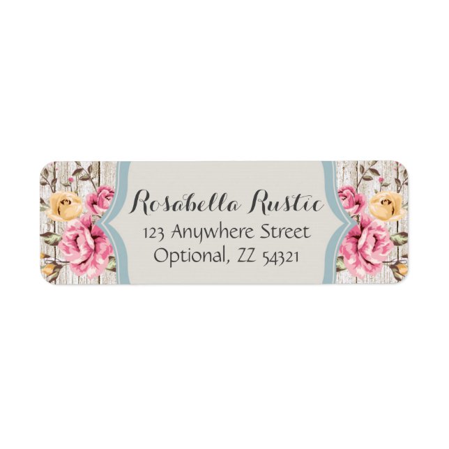 Shabby Chic Floral Rustic Wood Retourner Adresse (Devant)