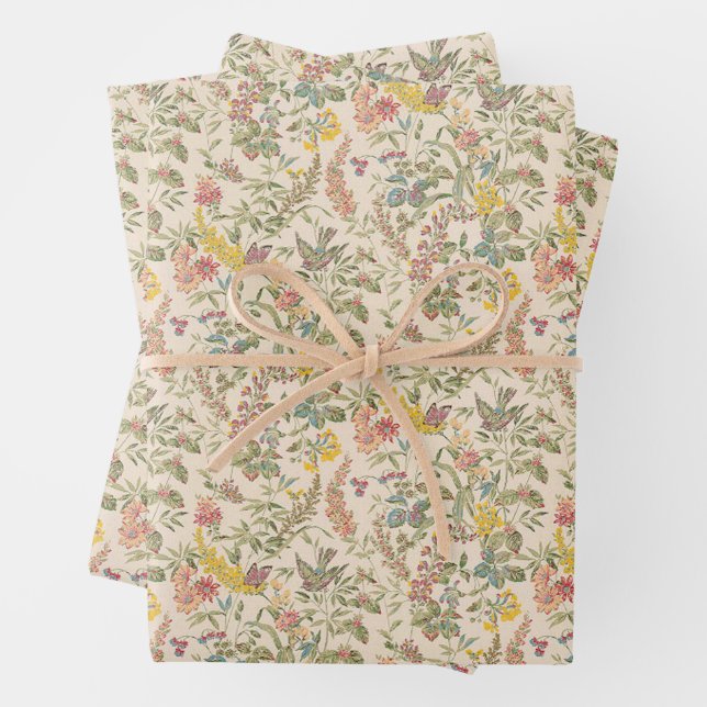 Shabby Chic Floral Wrapping Paper Sheet (In situ)