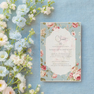 Shabby Chic florals Birthday Invitation
