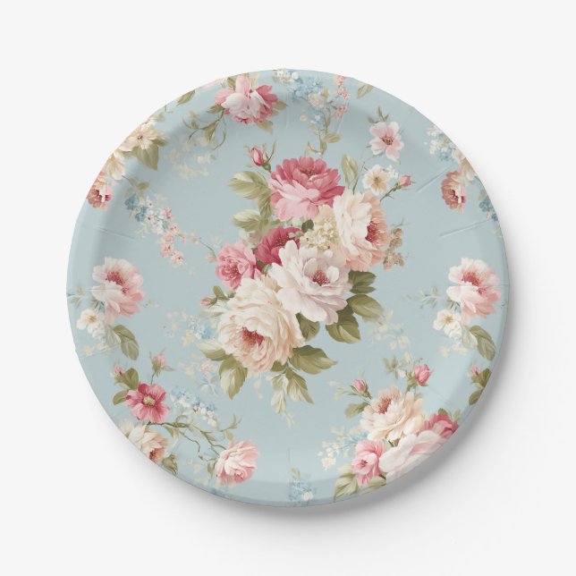 Shabby Chic florals Paper Plate (Front)