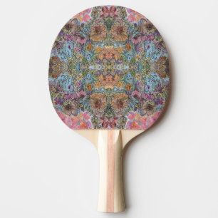 Shabby Chic Flower Garden Watercolor Painting Ping Pong Paddle