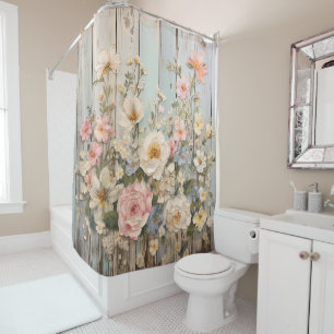 Shabby Chic Flowers Shower Curtain