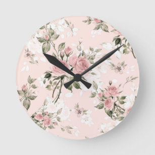 Shabby chic, french chic, vintage,floral,rustic, round clock