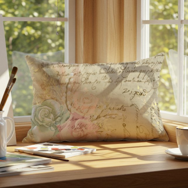 Shabby Chic French Country Floral Outdoor Lumbar Pillow (Creator Uploaded)