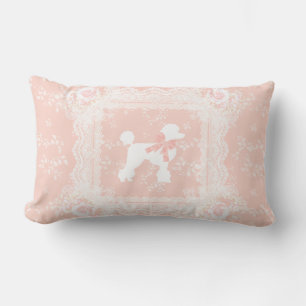 Shabby Chic French Poodle Vintage Lace Lumbar Pillow