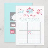 Shabby-Chic Girl Baby Shower Tea Party Bingo