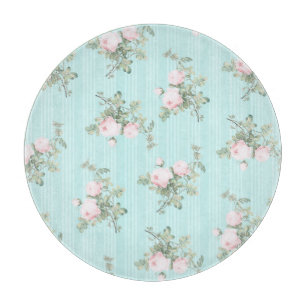 Shabby chic glass round cutting board decorative