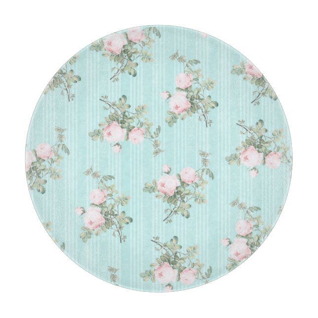 Shabby chic glass round cutting board decorative (Front)