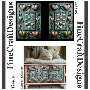 Shabby Chic Hearts + Vines Decoupage L&R 158 Tissue Paper