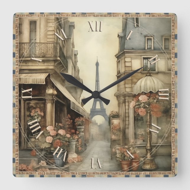 shabby chic in Paris  Square Wall Clock (Front)