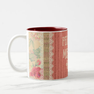 Shabby Chic Lace Floral Personalized Two-Tone Coffee Mug
