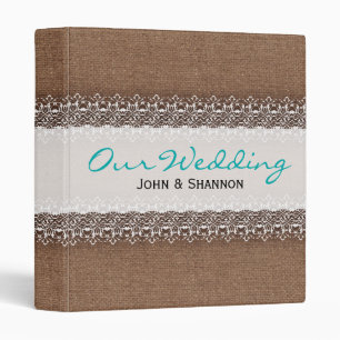 Shabby Chic Lace on Rustic Burlap - Wedding Album Binder