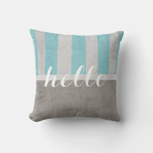 shabby chic lancer oreiller gris et turquoise avec