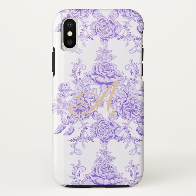 Shabby chic,lavender,toile,pattern,floral,Victoria Case-Mate iPhone Case (Back)