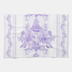 Shabby chic,lavender,toile,pattern,floral,Victoria Kitchen Towel