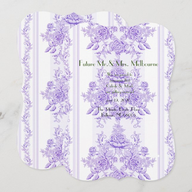 Shabby chic,lavender,toile,pattern,floral,Victoria Save The Date (Front/Back)