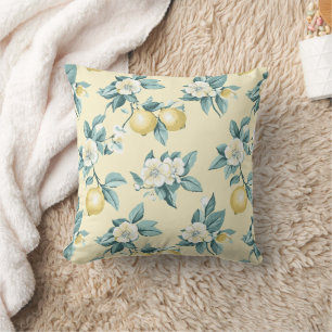 Shabby Chic Lemon Floral Series Design #10 Throw Pillow