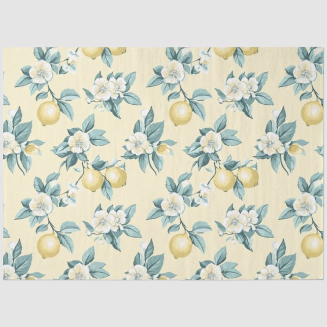 Shabby Chic Lemon Floral Series Design #10 Tissue Paper (Front)