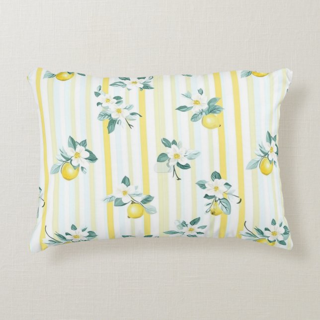 Shabby Chic Lemon Floral Series Design #12 Accent Pillow (Front)