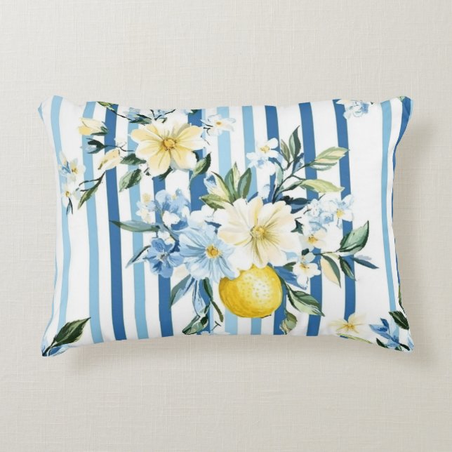 Shabby Chic Lemon Floral Series Design #1 Accent Pillow (Front)