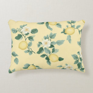 Shabby Chic Lemon Floral Series Design #2 Accent Pillow