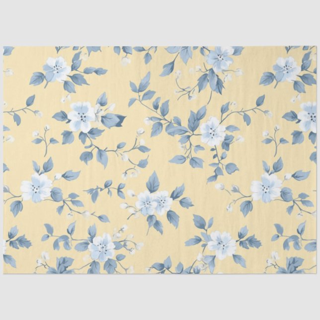 Shabby Chic Lemon Floral Series Design #7 Tissue Paper (Front)