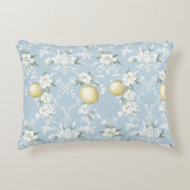 Shabby Chic Lemon Floral Series Design #8 Accent Pillow (Front)