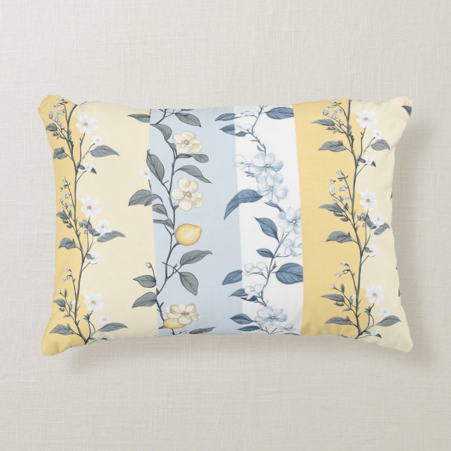 Shabby Chic Lemon Floral Series Design #9 Accent Pillow (Front)