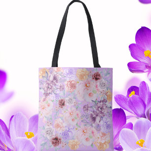 Shabby Chic Lilac Floral Bouquet Tote Bag