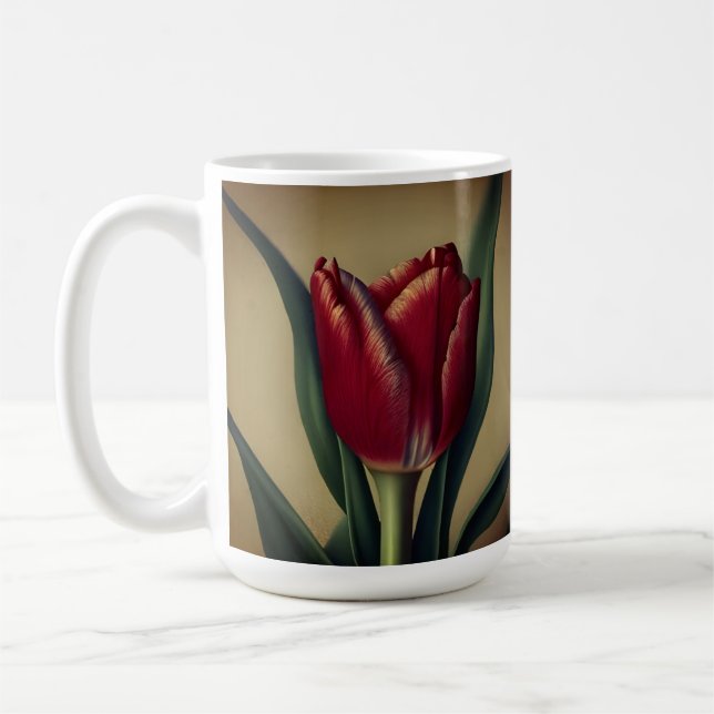 Shabby Chic Lovely  Red Tulip  Coffee Mug (Left)