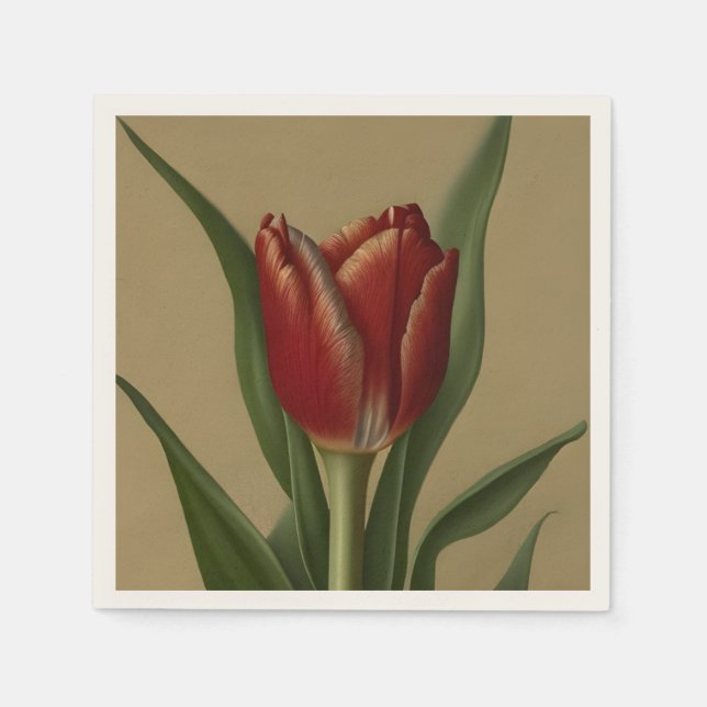 Shabby Chic Lovely  Red Tulip  Napkin (Front)