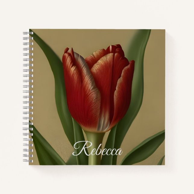 Shabby Chic Lovely  Red Tulip  Notebook (Front)