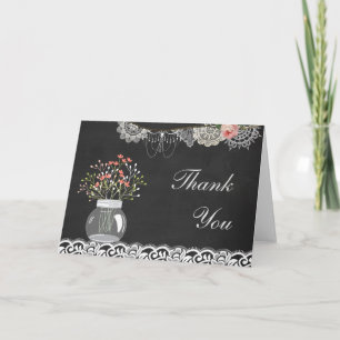 Shabby Chic Mason Jar and Lace Thank You Card