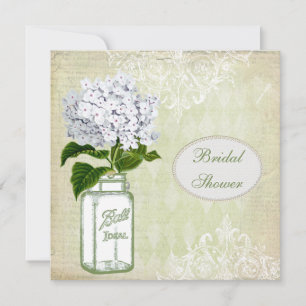 Shabby Chic Mason Jar & Hydrangea Bridal Shower Invitation