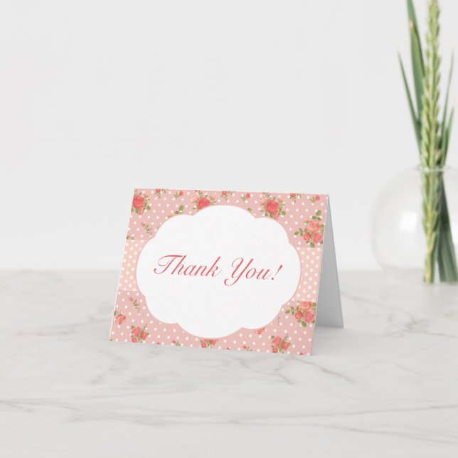 Shabby Chic Merci Carte Note, Rose (Devant)