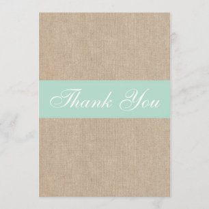 Shabby Chic Mint Burlap Thank You Card