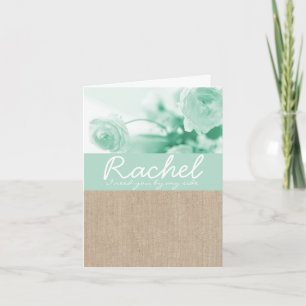 Shabby Chic Mint Peony Burlap Bridesmaid Request Invitation