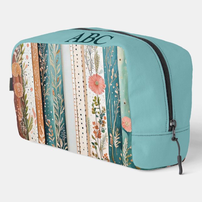 Shabby chic mixed patterns monogram dopp kit (Right Corner)