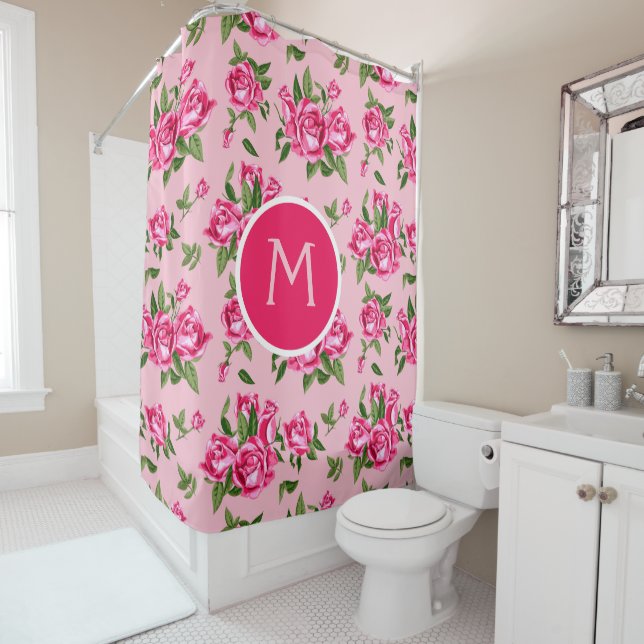 Shabby Chic Monogram Pink Roses Bath (In Situ)