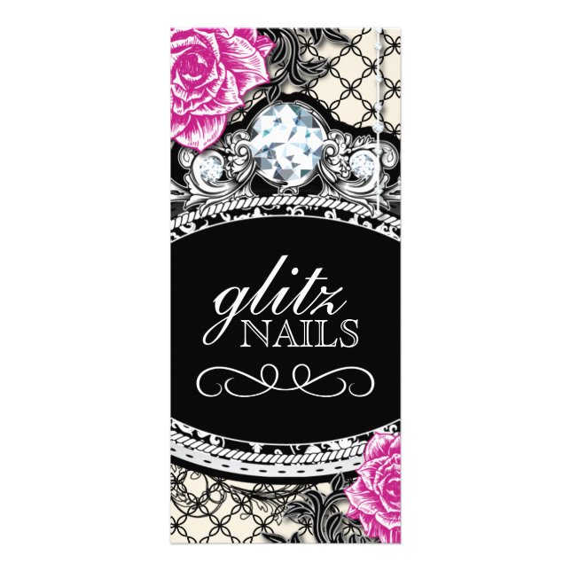 Shabby Chic Nail Salon Salon Menu Rack Cards (Front)